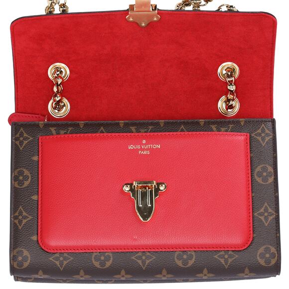 Louis Vuitton Victoire Brown Monogram Shoulder Bag M41731 Cerise Red Canvas - Picture 8 of 8
